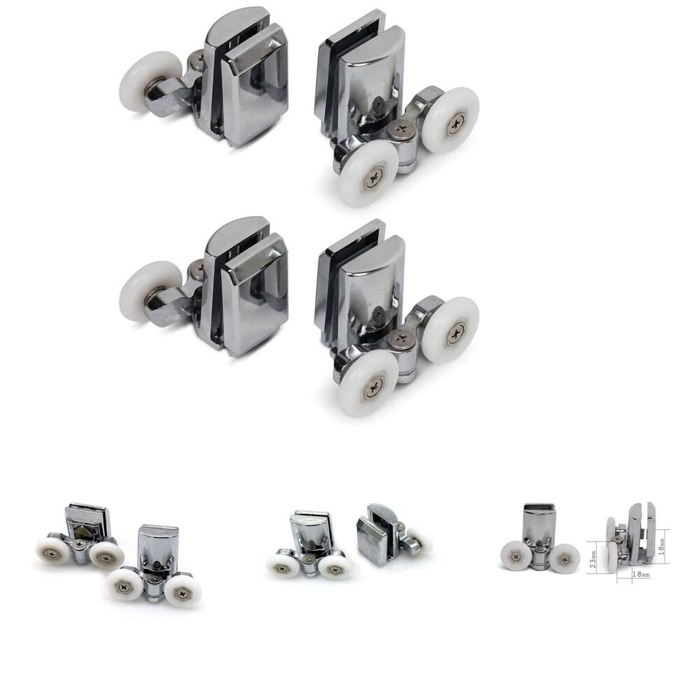 Stainless Steel Shower Door Wheels 23Mm Rollers Glass Hole 8-10Mm Zinc Alloy